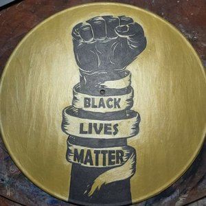 Handpainted Vinyl Record Painting ~ Black Lives Matter - Framed